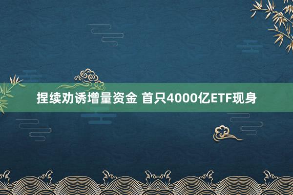 捏续劝诱增量资金 首只4000亿ETF现身