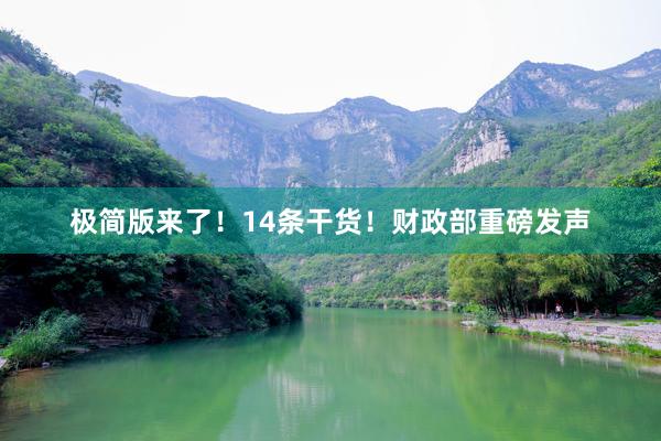 极简版来了！14条干货！财政部重磅发声