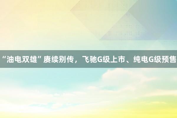 “油电双雄”赓续别传，飞驰G级上市、纯电G级预售