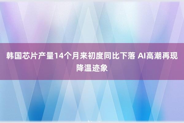 韩国芯片产量14个月来初度同比下落 AI高潮再现降温迹象