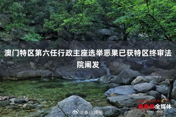 澳门特区第六任行政主座选举恶果已获特区终审法院阐发